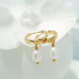Glamorous Pearls Collection Earrings - White Oval Freshwater Pearls Earrings