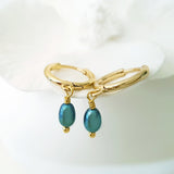 Glamorous Pearls Collection Earrings - Titanium Blue Classic Freshwater Pearls Earrings