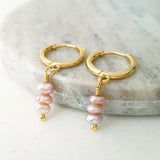 Glamorous Pearls Collection Earrings - Trilogy Pink Nuggets Freshwater Pearls Earrings