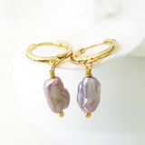 Glamorous Pearls Collection Earrings - Irregular Lavender Freshwater Pearls Earrings
