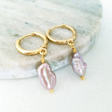 Glamorous Pearls Collection Earrings - Irregular Lavender Freshwater Pearls Earrings