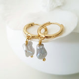 Glamorous Pearls Collection Earrings - Irregular Silver Grey Freshwater Pearls Earrings