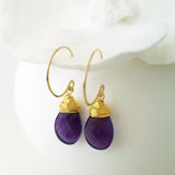 Teardrop Gems Collection - Faceted Teardrop Hand-wired Gemstone Earrings (Gold-filled)