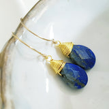 Teardrop Gems Collection - Faceted Teardrop Hand-wired Gemstone Earrings (Gold-filled)