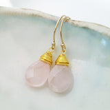 Teardrop Gems Collection - Faceted Teardrop Hand-wired Gemstone Earrings (Gold-filled)