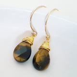 Teardrop Gems Collection - Faceted Teardrop Hand-wired Gemstone Earrings (Gold-filled)