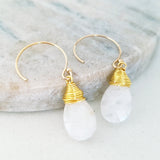 Teardrop Gems Collection - Faceted Teardrop Hand-wired Gemstone Earrings (Gold-filled)