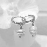 Glamorous Pearls Collection Earrings - Irregular Trio Flat Freshwater Pearls Earrings