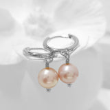 Glamorous Pearls Collection Earrings - Pink Spherical Freshwater Pearls Earrings