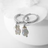 Glamorous Pearls Collection Earrings - Irregular Silver Grey Freshwater Pearls Earrings