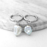 Glamorous Pearls Collection Earrings - Irregular Silver Grey Freshwater Pearls Earrings