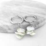 Glamorous Pearls Collection Earrings - Trilogy Irregular White Nuggets Freshwater Pearls Earrings