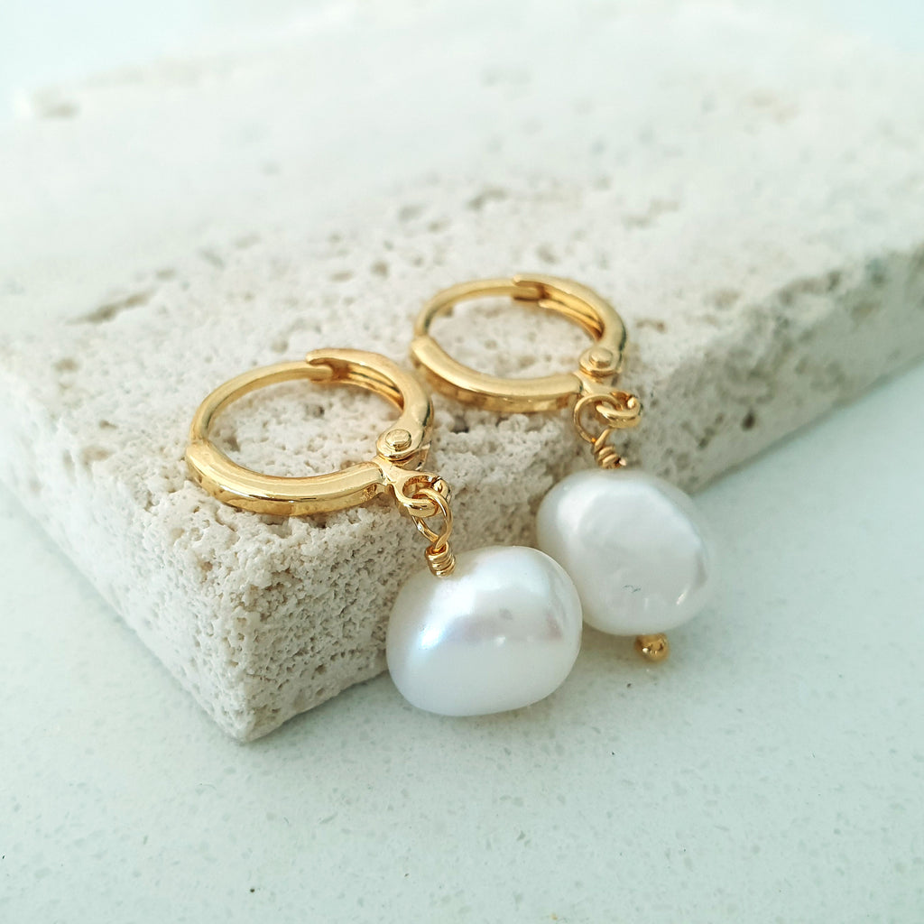 Glamorous Pearls Collection Earrings - Irregular Nuggets Freshwater Pearls Earrings