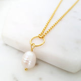 Glamorous Pearls Collection Necklace - Teardrop Pearl Ring Necklace