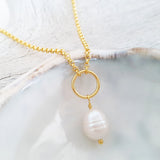 Glamorous Pearls Collection Necklace - Teardrop Pearl Ring Necklace