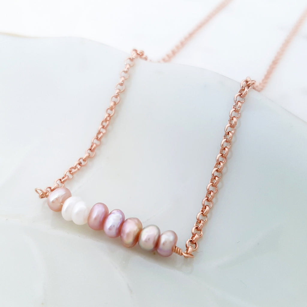 Glamorous Pearls Collection Necklace - Pink Pearl Nuggets Strand Necklace