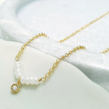 Glamorous Pearls Collection Necklace - Pearl Strand Zirconia Arc Necklace