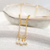 Glamorous Pearls Collection Necklace - Triplets Pearls in Gold Rectangle Necklace