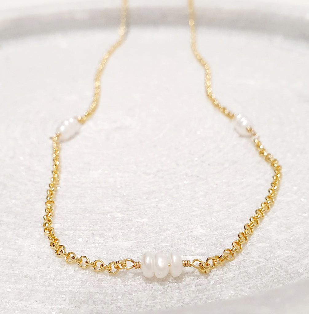Glamorous Pearls Collection Necklace - Triplets Strand Pearls Necklace