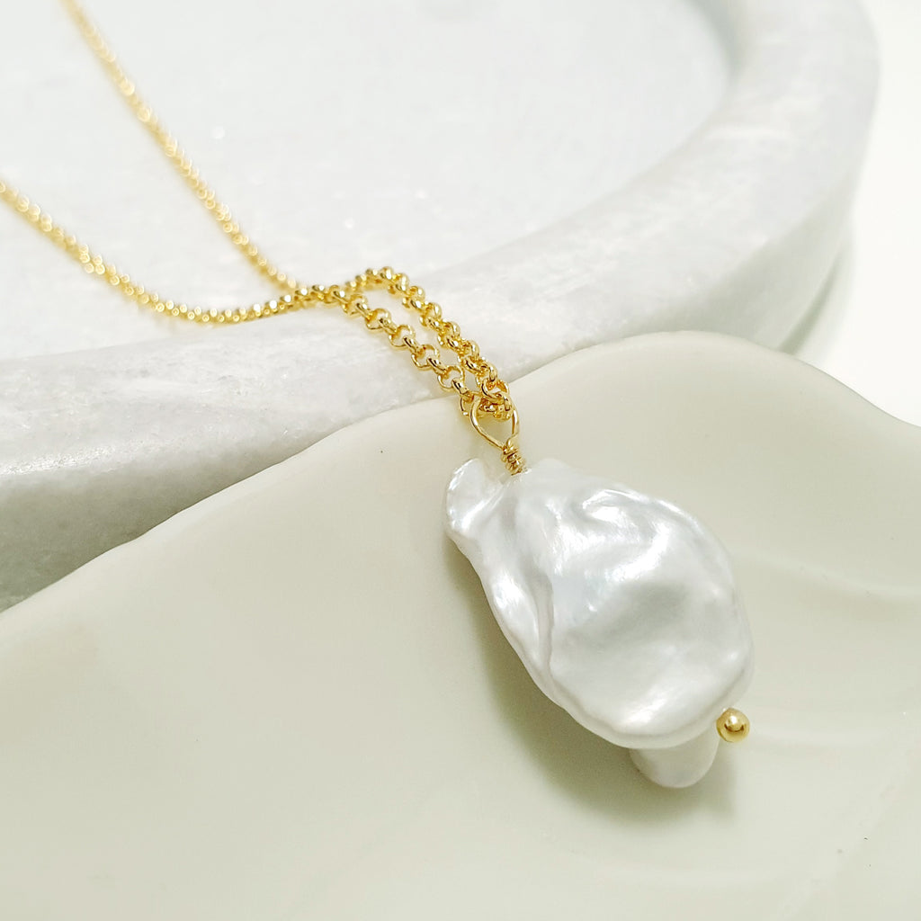 Glamorous Pearls Collection Necklace - Elongated Irregular Pearl Necklace