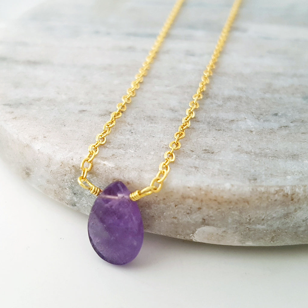 Teardrop Gems Collection - Faceted Teardrop Gemstone Necklace