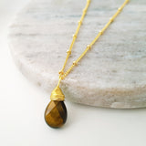 Teardrop Gems Collection - Faceted Teardrop Hand-wired Gemstone Necklace
