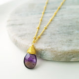 Teardrop Gems Collection - Faceted Teardrop Hand-wired Gemstone Necklace