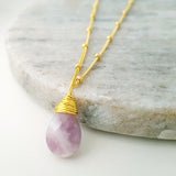 Teardrop Gems Collection - Faceted Teardrop Hand-wired Gemstone Necklace