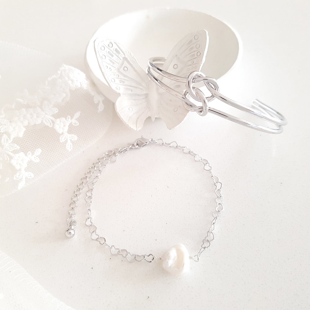 Adore Gemstone Collection - Freshwater Pearl Silver Bracelet