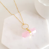 Adore Gemstone Collection - Rose Quartz Ring Necklace
