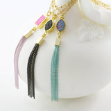 Adore Gemstone Collection - Black Druzy Tassel Necklace