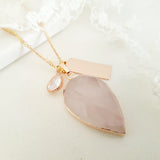 Adore Gemstone Collection - Inverse Teardrop Rose Quartz Necklace