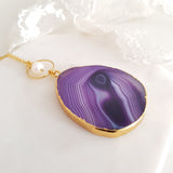 Adore Gemstone Collection - Agate Purple Waveline Necklace