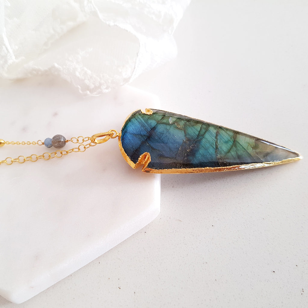 Adore Gemstone Collection - Labradorite Spearhead Necklace
