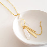 Adore Gemstone Collection - Elongated Pearl Charm Necklace