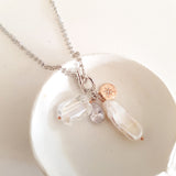 Adore Gemstone Collection - Elongated Pearl Starlight Charm Necklace