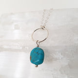 Adore Gemstone Collection - Turquoise Moon Sterling Silver Necklace