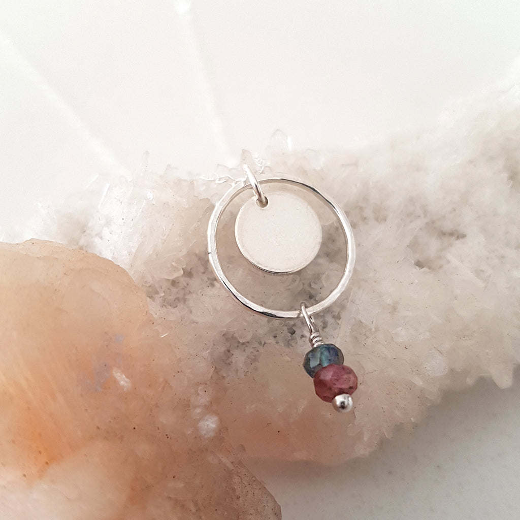 Adore Gemstone Collection - Tourmaline Full Moon Sterling Silver Necklace