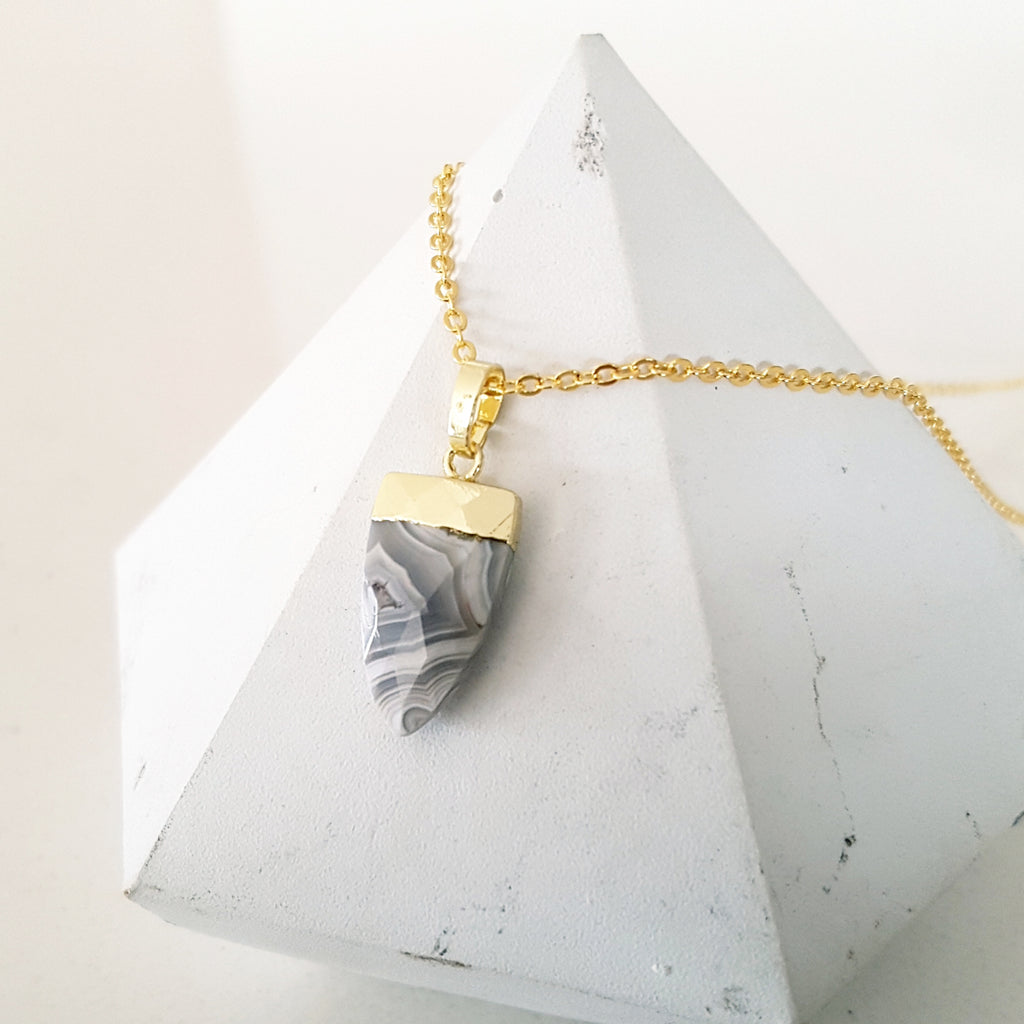 Adore Gemstone Collection - Pointed Marble Agate Necklace