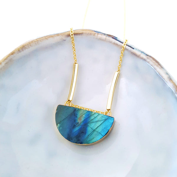 Adore Gemstone Collection - Half Moon Labradorite Necklace