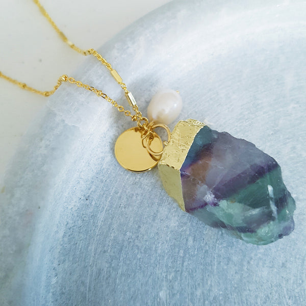 Adore Gemstone Collection - Raw Fluorite Nugget Necklace