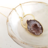 Adore Gemstone Collection - Agate Druzy Cave Band Necklace