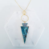 Adore Gemstone Collection - Ocean Agate Spearhead Necklace