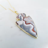 Adore Gemstone Collection - Red White Lace Agate Spearhead Necklace