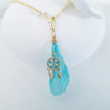 Adore Gemstone Collection - Aqua Aura Dreamcatcher Necklace