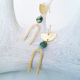 Helios Brass Collection - Turquoise Half Moon Arch Earrings
