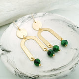 Helios Brass Collection - Ruby Zoisite Gold Arch Disc Earrings