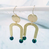 Helios Brass Collection - Ruby Zoisite Gold Arch Disc Earrings