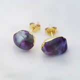 Adore Gemstone Earrings Collection - RAW - Fluorite Ear Studs