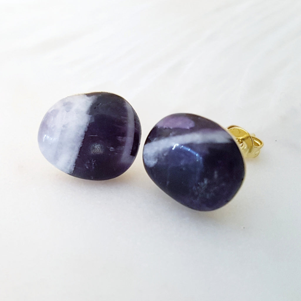 Adore Gemstone Earrings Collection - RAW - Dream Amethyst Ear Studs